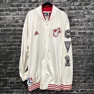 Adidas White and Red Miami Heat Jacket